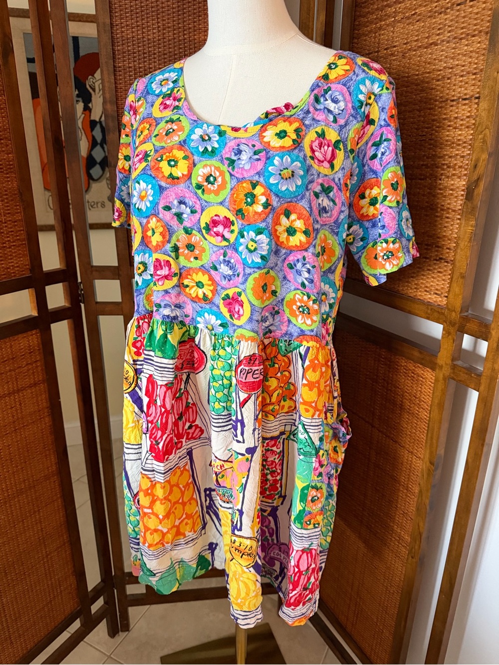 Jams World Bright Multicolor Floral & Fruit farmers market Print Hattie Dress